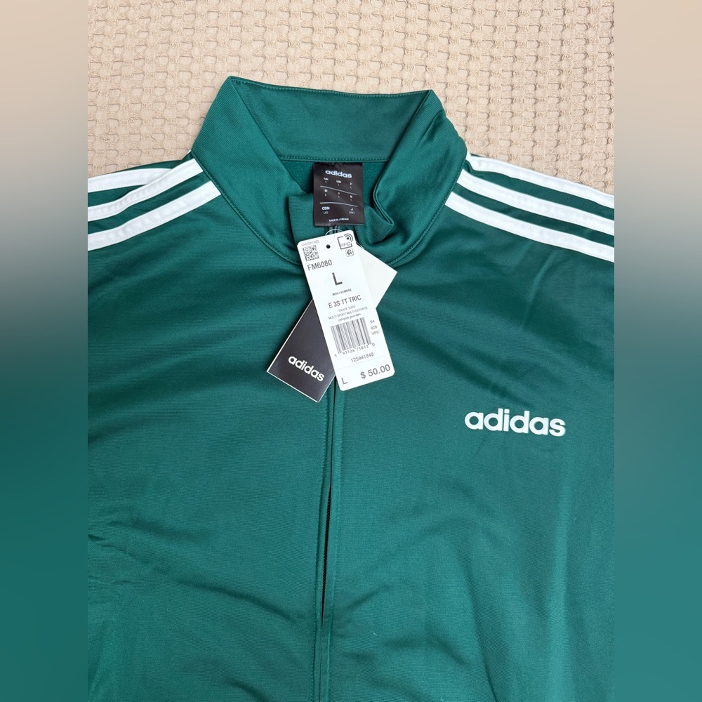 Adidas Men's Green Emerald Teal Track Jacket Size L - Picture 2 of 4